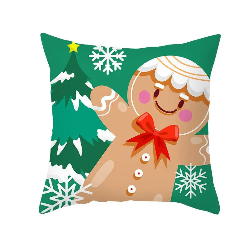 Axyaa Christmas Elk Santa Claus Cushion Cover Home Decor Square