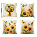 Axyaa Sunflower & Butterfly Pillow Covers - Country Style, Vibrant Design