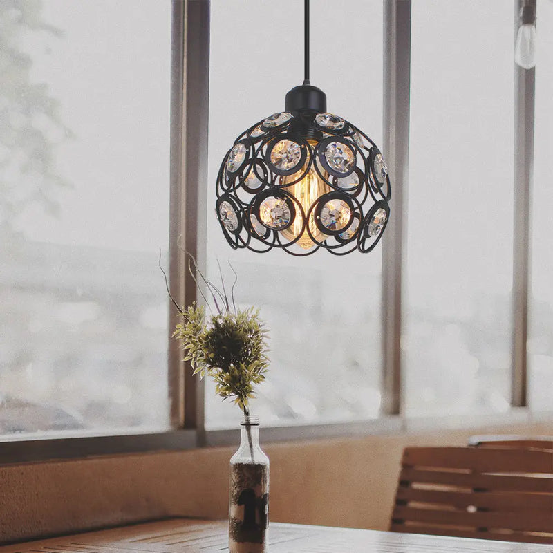 Axyaa Crystal K9 Pendant Lamp: Modern Industrial Hanging Light, Nordic Design Chandelier with LED Bulb