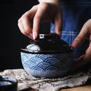 Axyaa Hand-painted Ceramic Rice Bowl with Lid