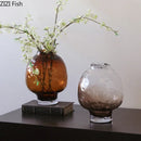 Axyaa Relief Glass Vase Hydroponics Plant Pots Room Aesthetic Decor Floral Vases