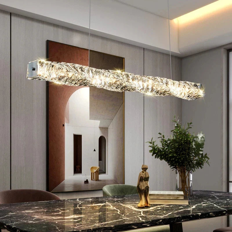 Axyaa Luxury Crystal Pendant Light - Modern LED Chandelier for Dining and Bar