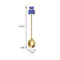 Axyaa Cartoon Dessert Spoon Set - Gold Cutlery for Coffee, Ice Cream, and More