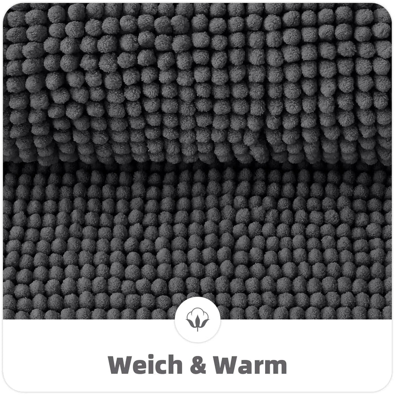 Axyaa Chenille Bath Mat: Soft Absorbent NonSlip Microfiber Rug