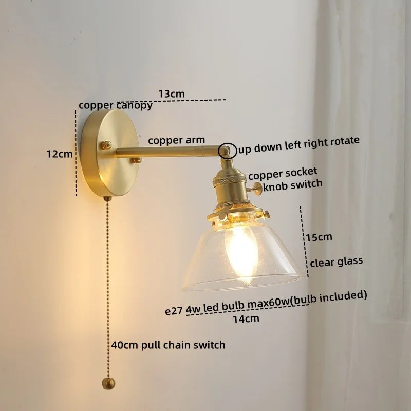 Nordic Modern LED Wall Light Axyaa Ceramic Bedside Lamp Pull Chain Switch