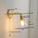 Axyaa Modern Copper Glass LED Wall Sconce Pull Chain Switch Stair Light Fixtures