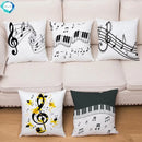 Axyaa Cartoon Sheet Music Printed Cushion Cover for Bedroom and Living Room