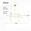 Axyaa Gold Black Linear LED Chandelier for Hotel Dinning Room