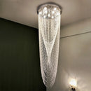 Axyaa Luxury Crystal Tassel Chandelier for Staircases, Living Rooms, and Lobbies