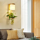 Axyaa LED Glass Wall Lamp with Wooden Base for Bedroom and Living Room