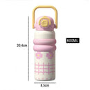 Axyaa Cartoon Vacuum Thermos Flask With Straw for Hot/Cold Drinks