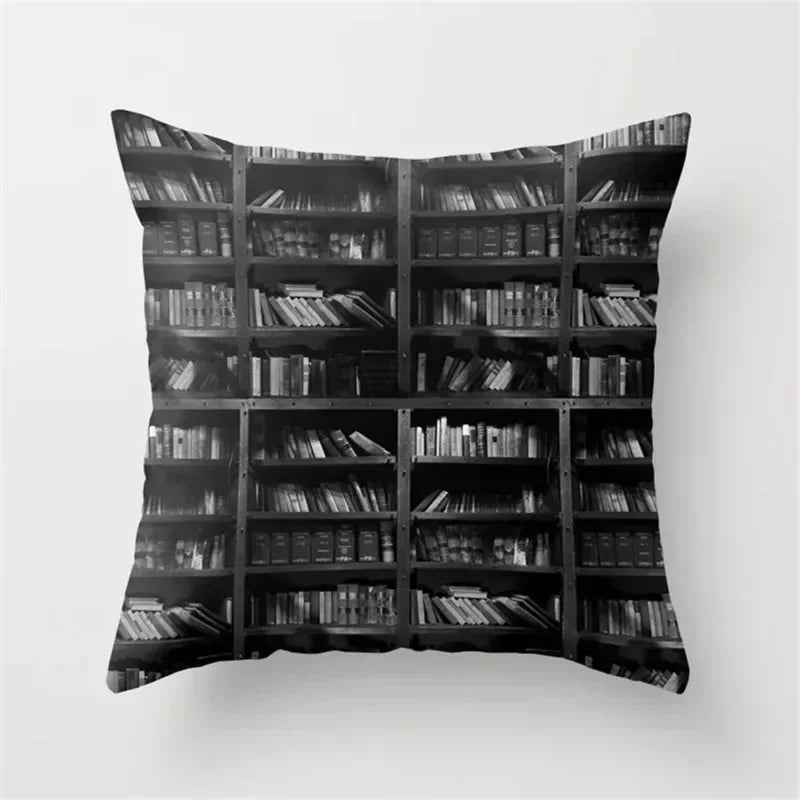 Axyaa Retro Library Pattern Pillowcase for Home and Office Decor