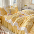 Axyaa Korean Princess Seersucker Bedding Queen Size Double Sheets Sets