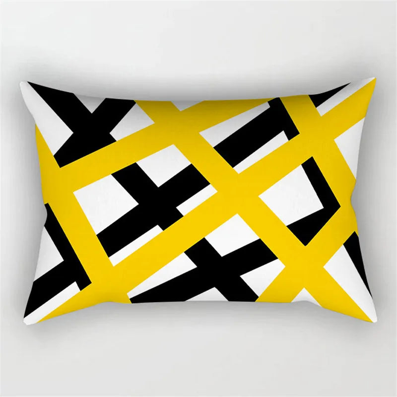 Yellow Geometric Cushion 30x50 Pillowcase for Living Room Sofa and Bed - Axyaa Home