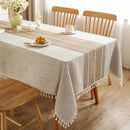 Axyaa Linen Cotton Waterproof Tablecloth for Dining Coffee Table Kitchen Room Decor