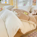 Axyaa Milk Velvet Winter Queen Duvet Cover Set, Soft & Cozy Coral Fleece Quilt