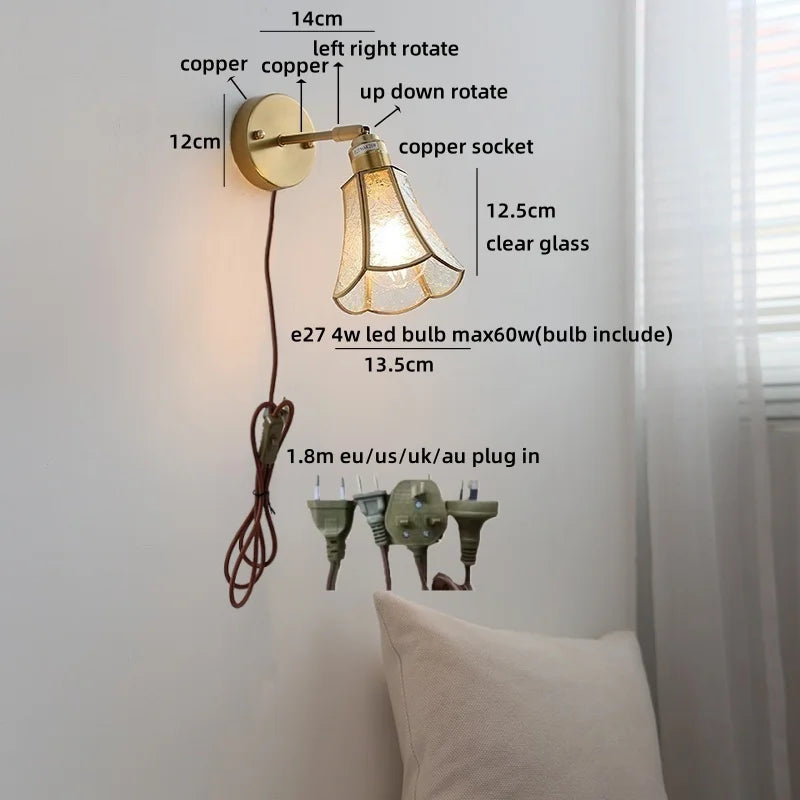Axyaa Clear Glass LED Wall Sconce - Modern Nordic Stair Lighting for Home & Bathroom
