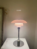 Axyaa Glass Pink LED Table Lamp for Modern Minimalist Girl Bedroom