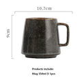 Axyaa Vintage Ceramic Mug, 350ml, Couple Handle Cup, Coffee Tea Cups