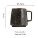 Axyaa Vintage Ceramic Mug, 350ml, Couple Handle Cup, Coffee Tea Cups