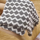 Axyaa Grey Wave Acrylic Knitted Throw Blanket with Tassels