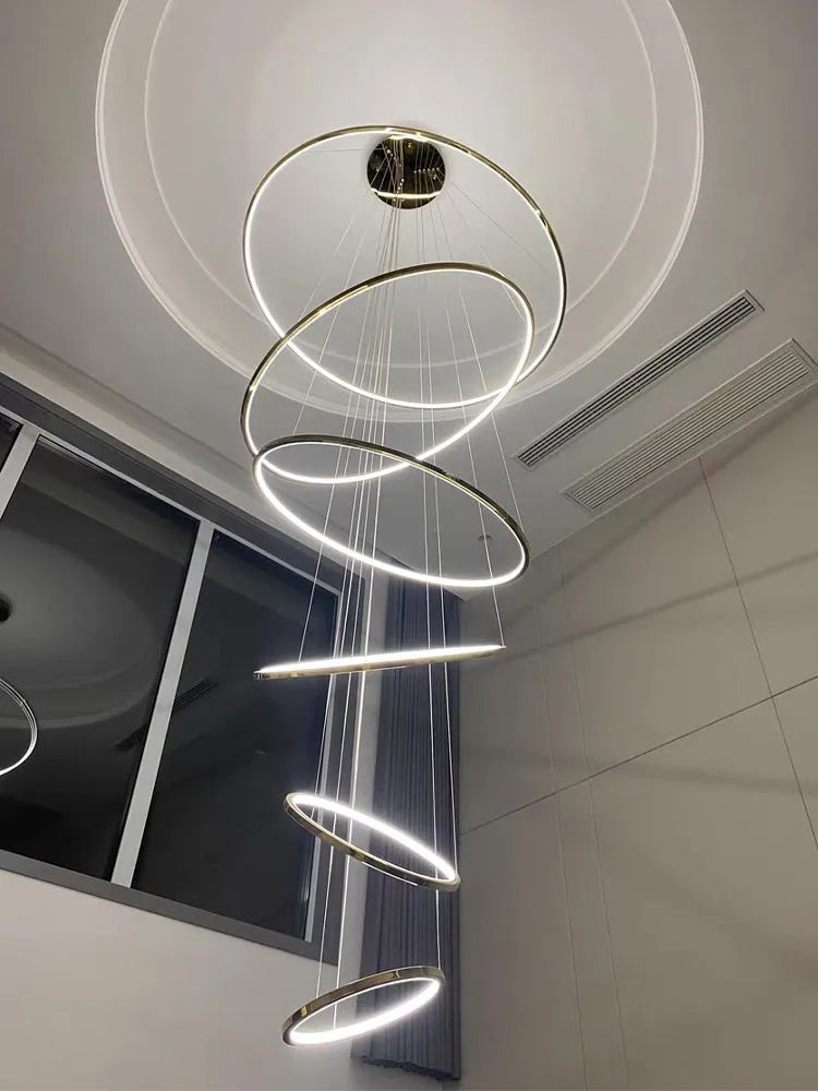 Axyaa Stainless Steel Ring Pendant Light - Modern Minimalist Living Room Chandelier
