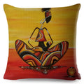 Axyaa Abstract African Woman Decorative Cotton Linen Cushion Cover