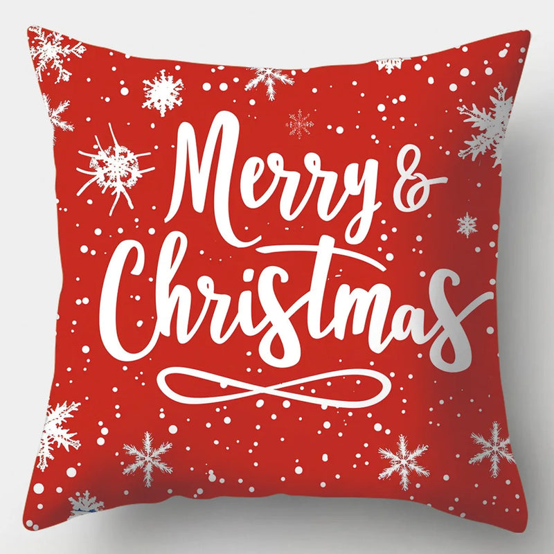 Axyaa Christmas Pillow Cover Set - Festive Santa Claus Snowman Plaid Print