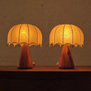 Wabi Sabi Silk-Inspired Desk Lamp by Axyaa: Artful Woodwork, Bedroom Warmth