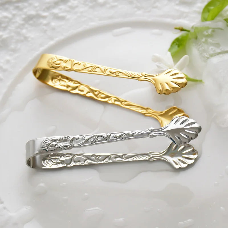 Axyaa Stainless Steel Mini Grill Tongs Ice Cube Sugar Tea Serving Clip