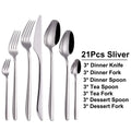 Axyaa 21-Piece Stainless Steel Cutlery Set - Mirror Finish Elegant Tableware