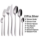 Axyaa 21-Piece Stainless Steel Cutlery Set - Mirror Finish Elegant Tableware