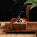 Axya Square Walnut Aroma Incense Burner Wooden Box Hollow Plate