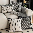 Axyaa American Style Black White Sofa Cushion Cover Pillowcase Set