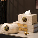 Axyaa Ceramic Tissue Box, Light Luxury Living Room Coffee Table Paper Holder