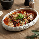 Axyaa Large Deep Steamed Fish Plate - Elegant Ceramic Seafood Platter