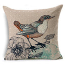 Axyaa Linen Cushion Cover 45x45cm, Flower & Animal Design for Sofa & Bed
