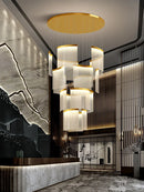 Axyaa Gold Acrylic LED Pendant Chandelier for Modern Luxury Living Room Lighting