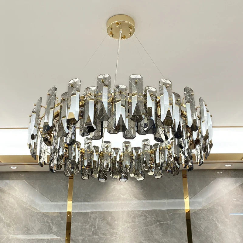 Axyaa Crystal LED Chandelier for Luxury Living Room & Dining Area