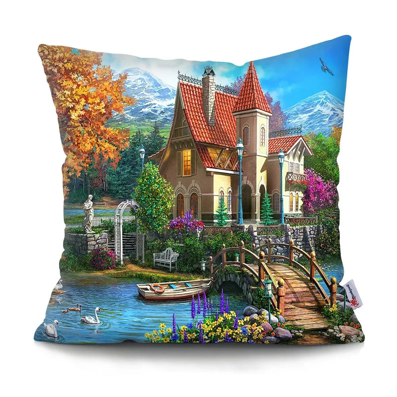 Axyaa Rustic Landscape Print Pillowcase