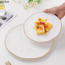 Axyaa Bead Edge Ceramic Steak Pasta Fruit Plate Set for Molecular Cuisine