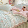 Axyaa French Lace Double Four-Piece Bedding Set with Wrinkled Yarn - 3-Piece Optional