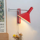 Axyaa Vintage Red Wall Sconce, Rotatable Plug-in E27 Bedside Lamp for Bedroom, Foyer, Hotel