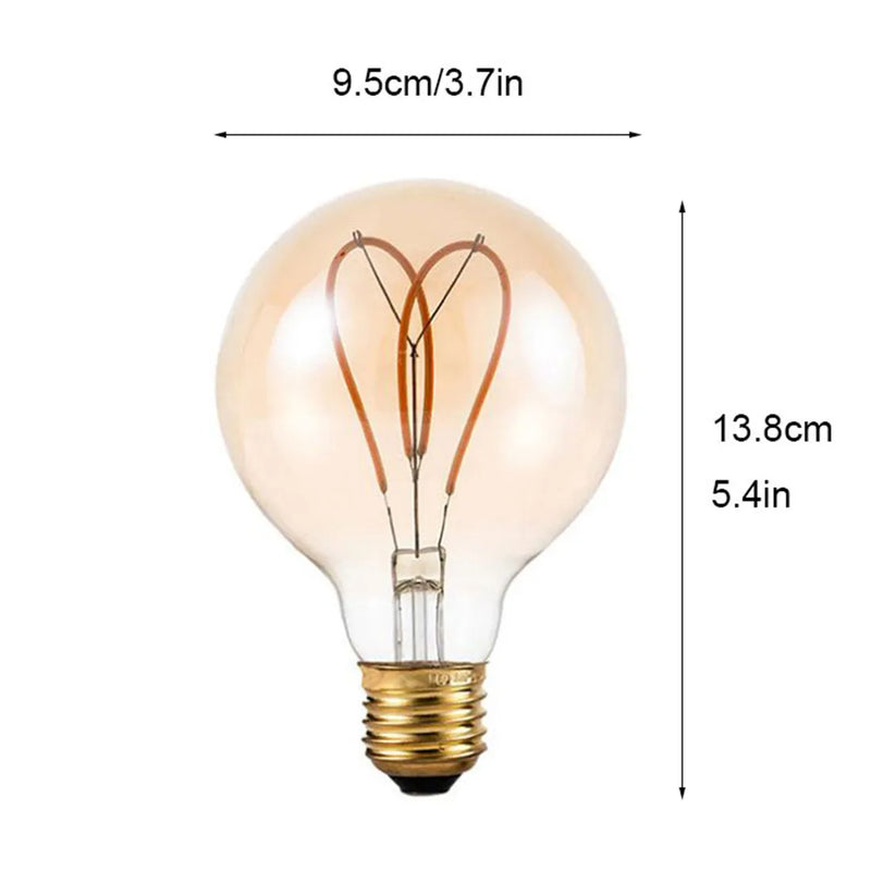 Axyaa 4W Dimmable G95 Heart LED Filament Edison Bulb.