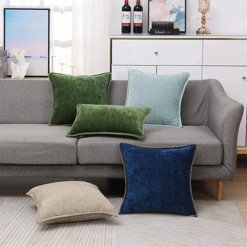 Axyaa Chenille Cushion Cover: Soft Luxury Decorative Pillow Case for Living Room