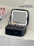 Axyaa LED Mirror Makeup Bag with Brush Holder - Waterproof Cosmetic Organizer