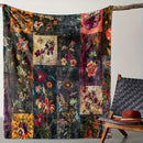 Axyaa Cozy Vintage Floral Flannel Throw Blanket - Soft & Warm for Home, Office, Travel
