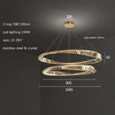 Axyaa Gold Crystal Pendant Lights Dimmable Luxury LED Irregular Ring