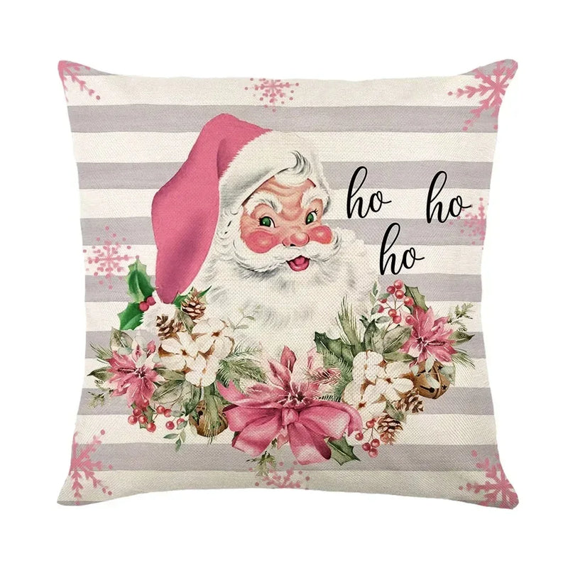 Christmas Party Pillowcase with Santa Claus & Snowman Print for Home Decoration by Axyaa.