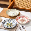 Axyaa Bohemian Ceramic Plate: Creative Western Food Fruit Plate, Oven Microwave Safe